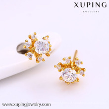 C208125--25645 Xuping Moda 24 K banhado a ouro Brincos Jóias Elegante Popular Studs brincos com Vidro